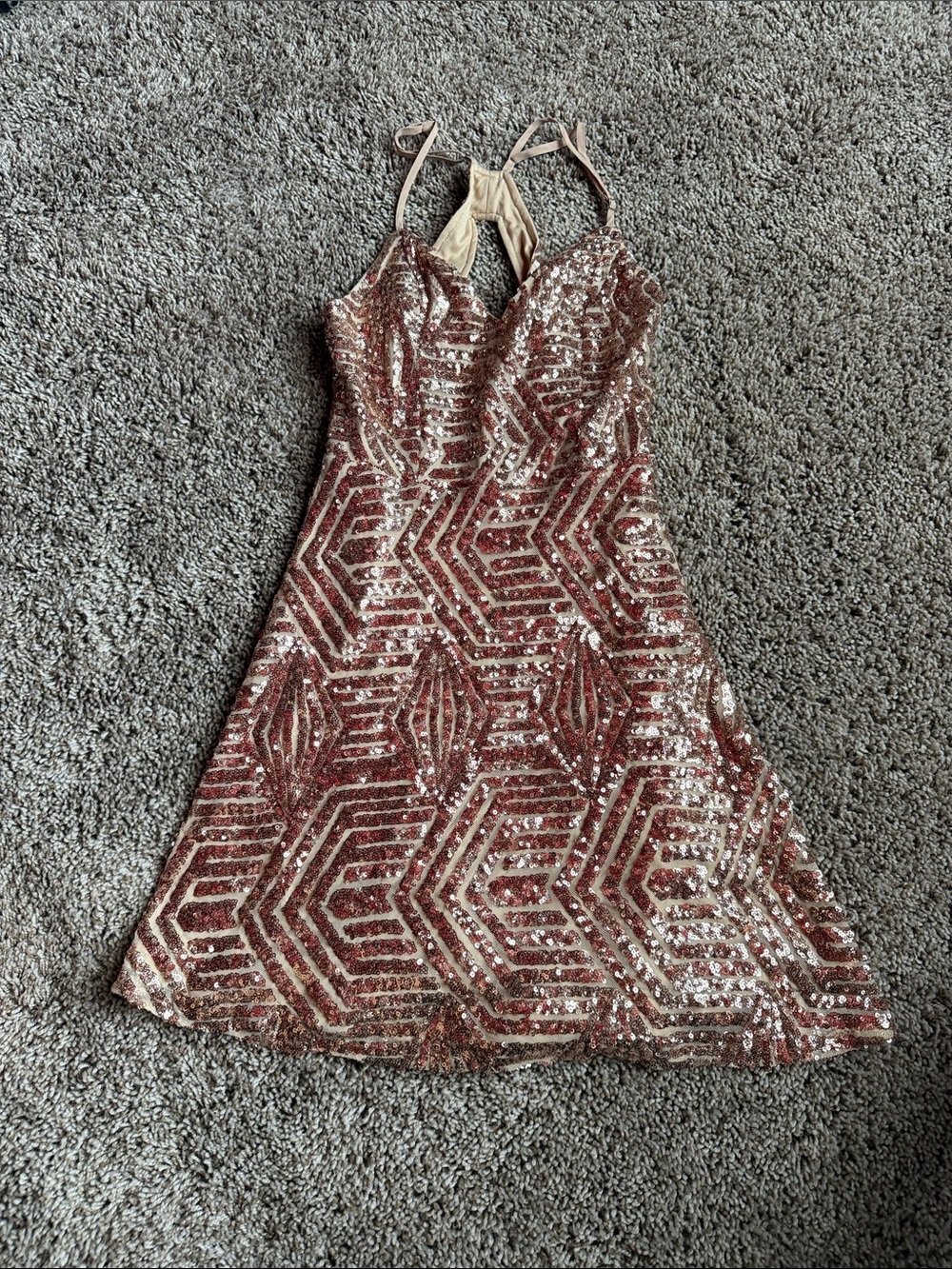 Lulu's Rose Gold Sequin Mini Dress